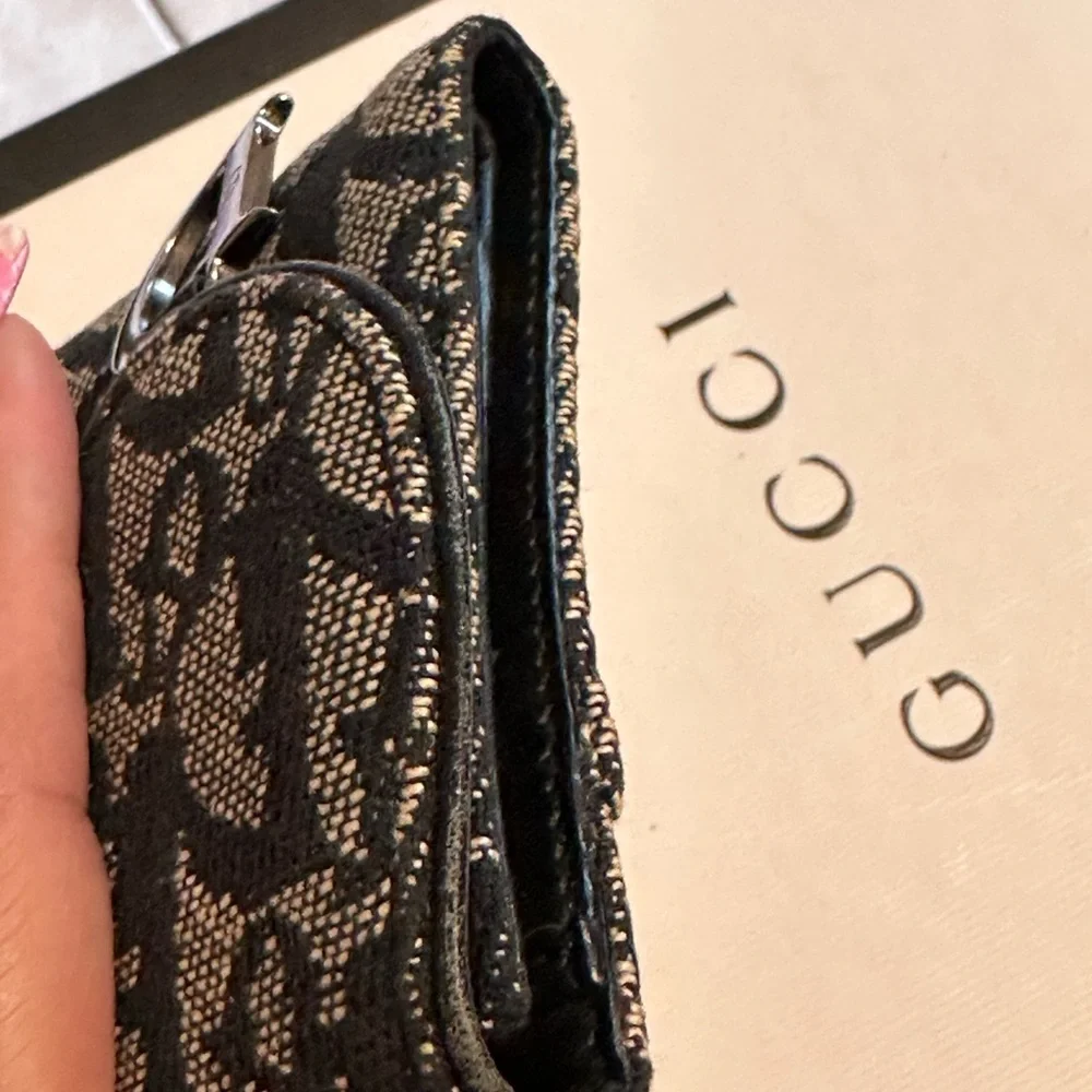 Dior Black and Cream Patterned Clutch